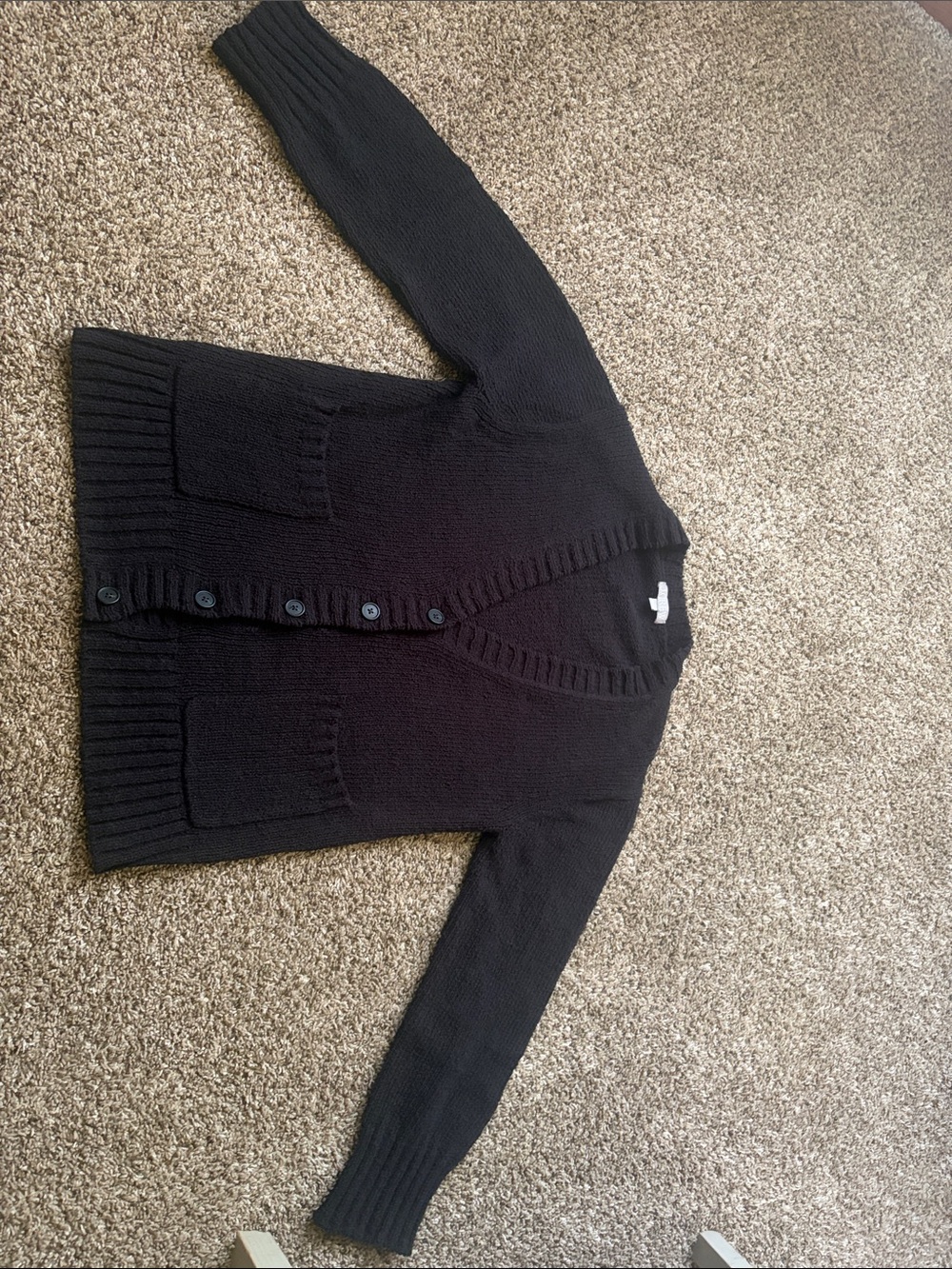 J. Crew | Marina Black V-Neck Button Cardigan Sweater